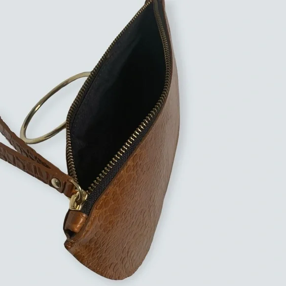 PUNTO FIBBIA Women’s Wristlet Genuine Leather Croc Bag - Picture 9 of 10